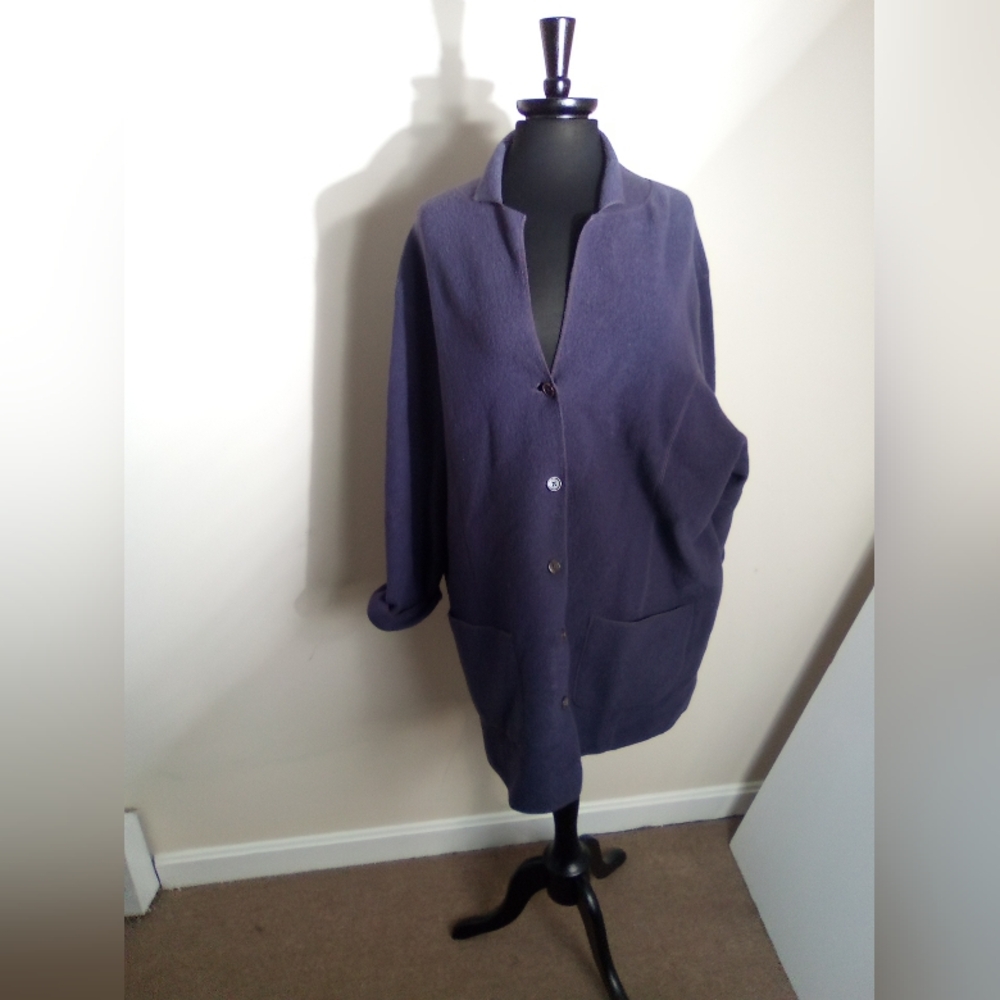 EILEEN FISHER Purple Button-Up Cardigan SIZE 1X - Picture 6 of 7